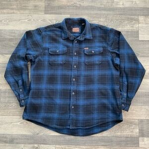 Orvis Heavyweight Flannel Shirt Jacket Shacket Men XXL Black Blue Pocket 1312517